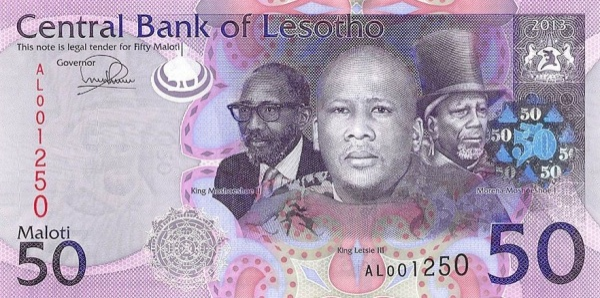 P23b Lesotho - 50 Maloti (2013)